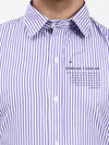 Men’s Tailored Fit Blue Formal Shirt | Contrast Striped French Cuffs
