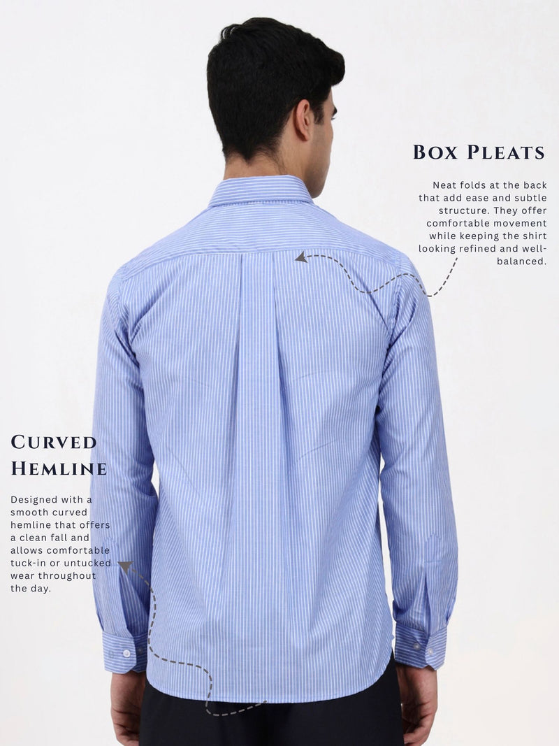 Men’s Tailored Fit Blue Stripe Shirt | Elegant Office & Special Occasion Wear