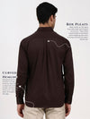 Men’s Tailored Fit Brown Formal Shirt | Premium Cotton-Satin Blend