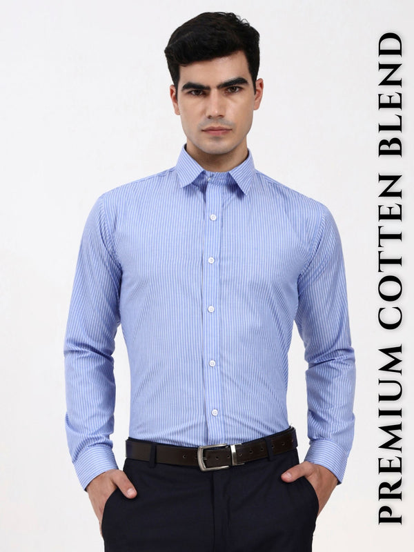 Men’s Tailored Fit Office Shirt | Blue Thin Stripes for Office & Special Occasions