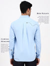 Men’s Tailored Fit Pastel Blue Formal Shirt | Premium Cotton-Satin Blend