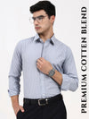 Men’s Tailored Office Shirt | Grey Thin Stripes with Solid Elegance
