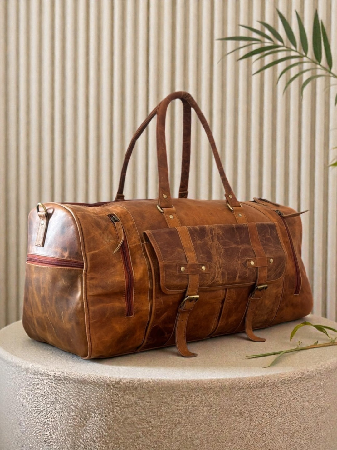 Genuine leather weekender overnight travel bag by Ya Qalbi
