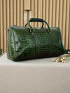 Ya Qalbi Green Crocodile Texture Genuine Leather Weekender Bag – The Ultimate Travel Duffle for Men & Women