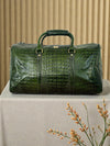 Ya Qalbi Green Crocodile Texture Genuine Leather Weekender Bag – The Ultimate Travel Duffle for Men & Women