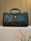 Ya Qalbi Blue Crocodile Texture Full Grain Leather Weekender Bag – The Ultimate Travel Duffle for Men & Women