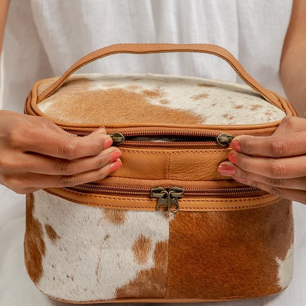 Ya Qalbi Leather Hairon Makeup bag | Beauty Case | Vanity