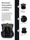 Designer black leather backpack with laptop compartment by Ya Qalbi