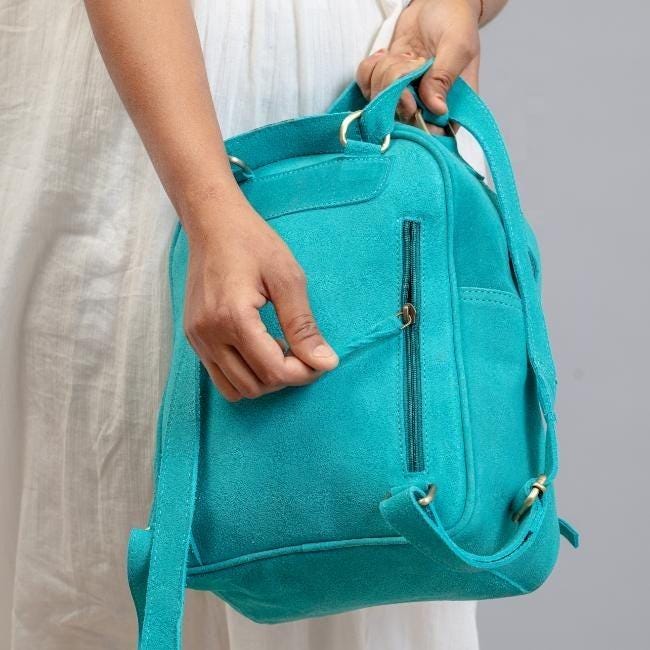 Reshmi Designer Western Suede Leather Backpack for Women by Ya Qalbi