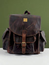 Ya Qalbi Full Grain Brown Leather Backpack | Classic Brass Lock Backpack for Women & Men