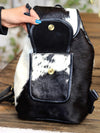 Nakshatra Hair-On Cowhide Leather Backpack in Black & White by Ya Qalbi