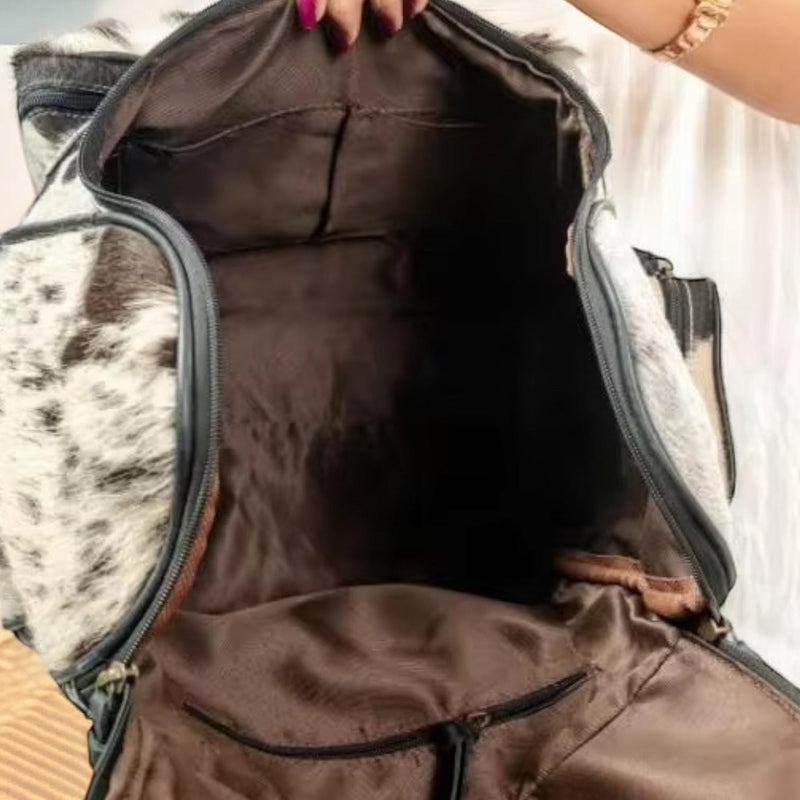 Heera Full Grain Leather Rucksack Hair-on Hide Backpack by Ya Qalbi