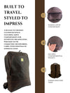 Full-grain leather travel backpack for professionals by Ya Qalbi