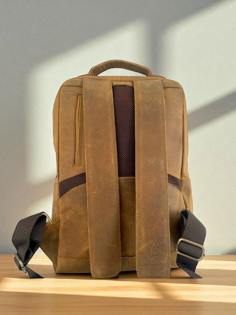 Leather laptop backpack full-grain travel bag unisex by Ya Qalbi
