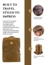 Premium full-grain leather backpack for travel by Ya Qalbi