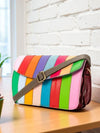 Ya Qalbi Rainbow Leather Crossbody Bag | Vibrant 3-Compartment Travel Purse for Women