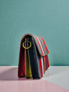 Ya Qalbi Rainbow Leather Travel Sling Bag | Stylish 3-Compartment Crossbody for Women