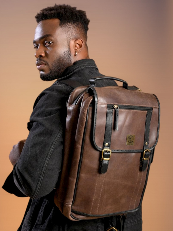 Ya Qalbi Smart Convertible Laptop Bag & Backpack | Leather Work Bag with Hidden Straps
