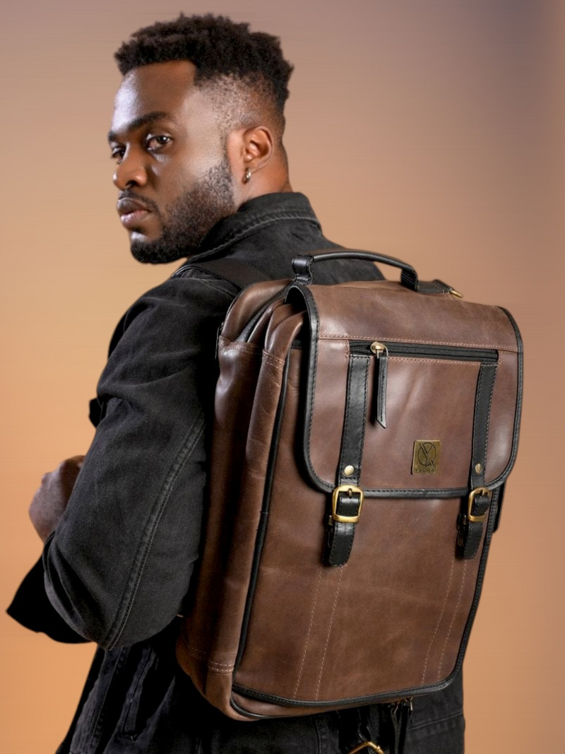 Ya Qalbi Smart Convertible Laptop Bag & Backpack | Leather Work Bag with Hidden Straps
