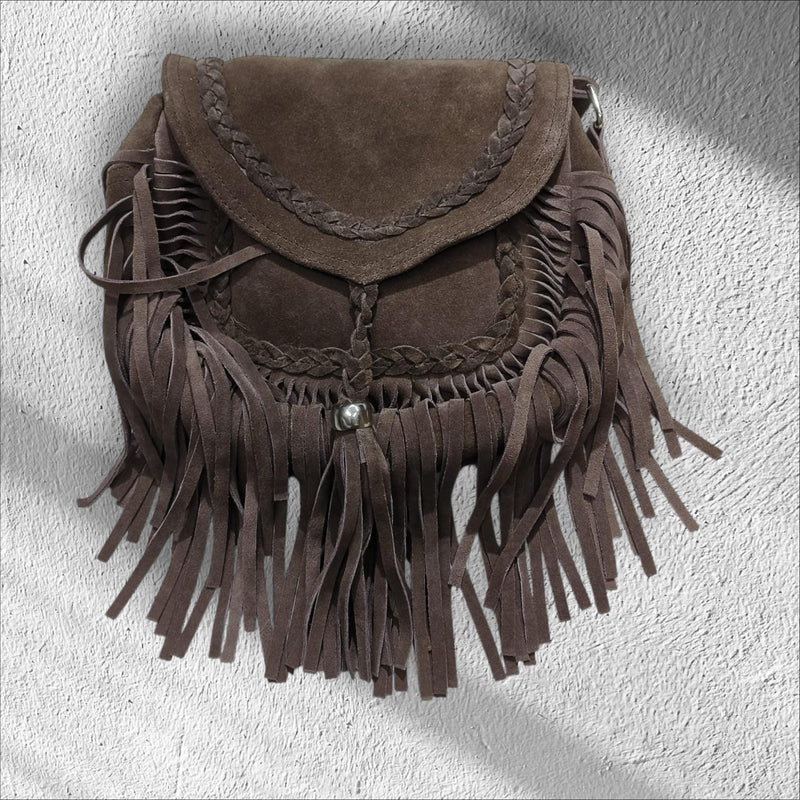 Ya Qalbi Women’s Brown Suede Leather Handbag | Genuine Crossbody & Sling Bag