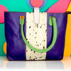 Colorful Leather Tote Bag: Bohemian Hair-On Detail