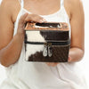 Cowhide Jewelry Box – Tooled Leather Trim, Travel Case
