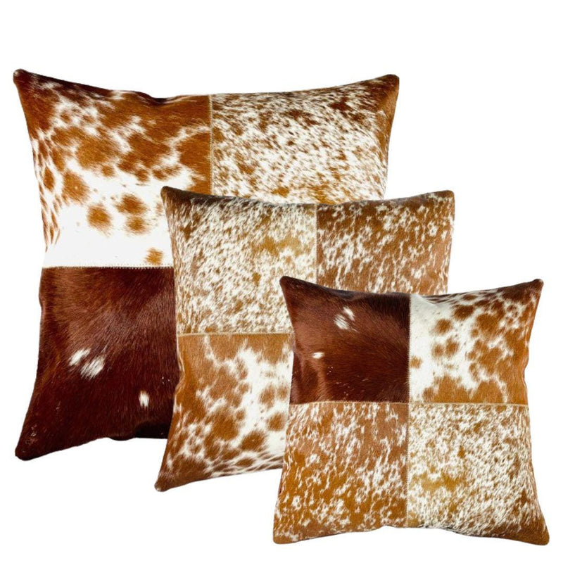 Cowhide Pillow Cover: Patchwork Leather Accent Pillow, 46cm