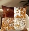 Cowhide Pillow Cover: Patchwork Leather Accent Pillow, 46cm