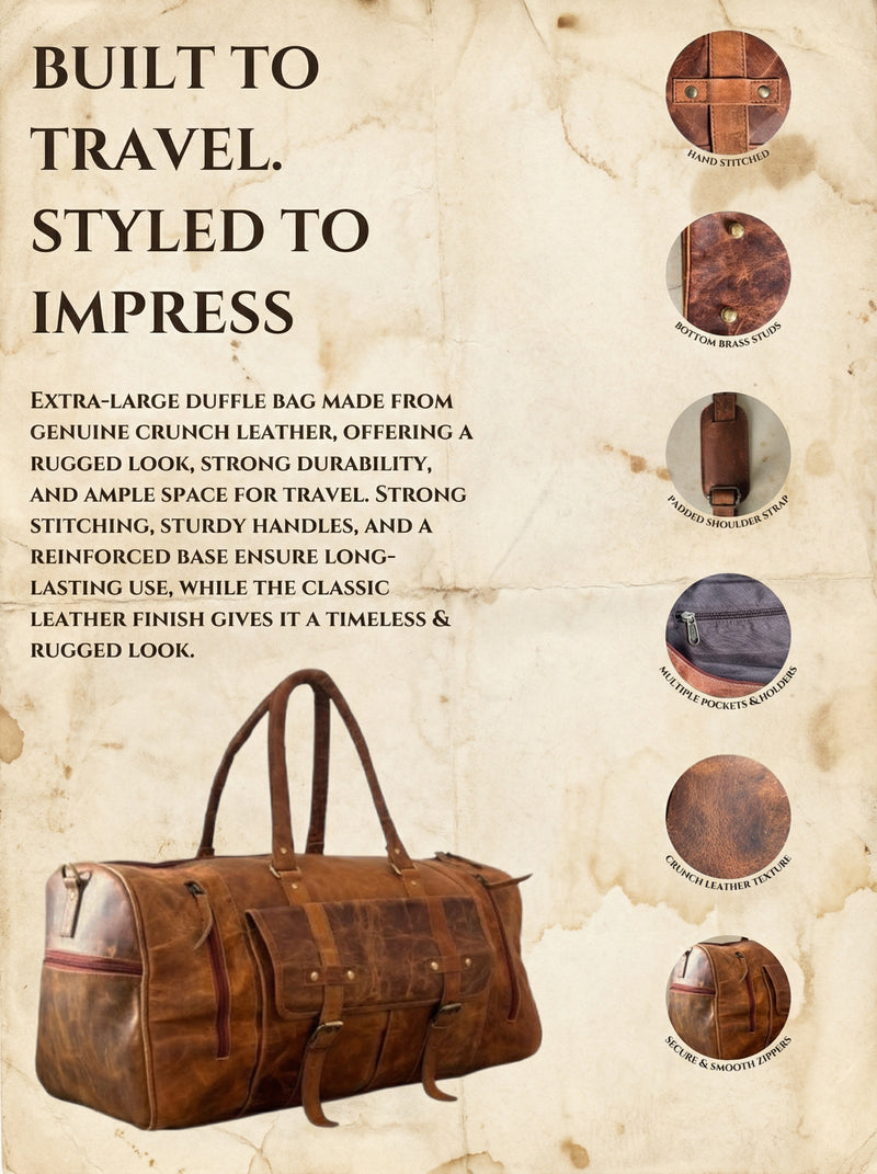 Handcrafted leather carry-on bag with shoulder strap by Ya Qalbi