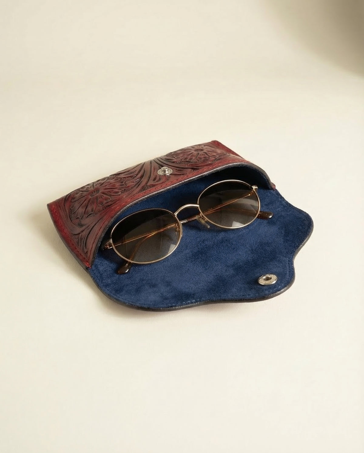 Boho cowgirl red leather sunglasses case by Ya Qalbi