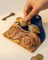 Honey Gold Hand Tooled Leather Sunglasses Case | Western Floral Carved Eyeglass Holder | Silver Snap | Full Grain Leather Gift | Boho Vintage Cowgirl Accessory
