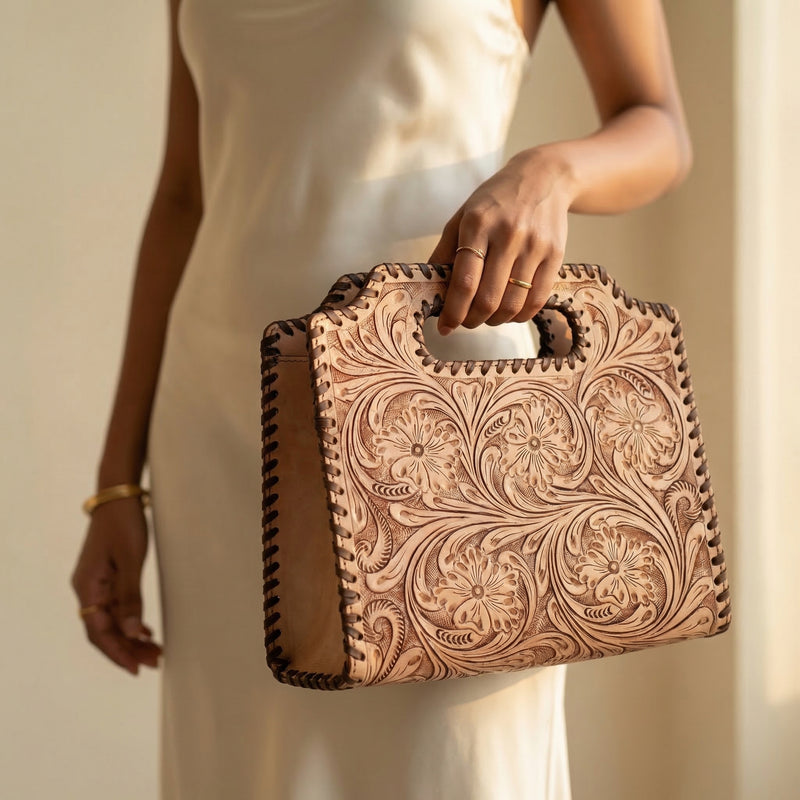 Premium Western leather top-handle bag by Ya Qalbi