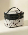 Hair-on leather cosmetic bag with natural pattern by Ya Qalbi