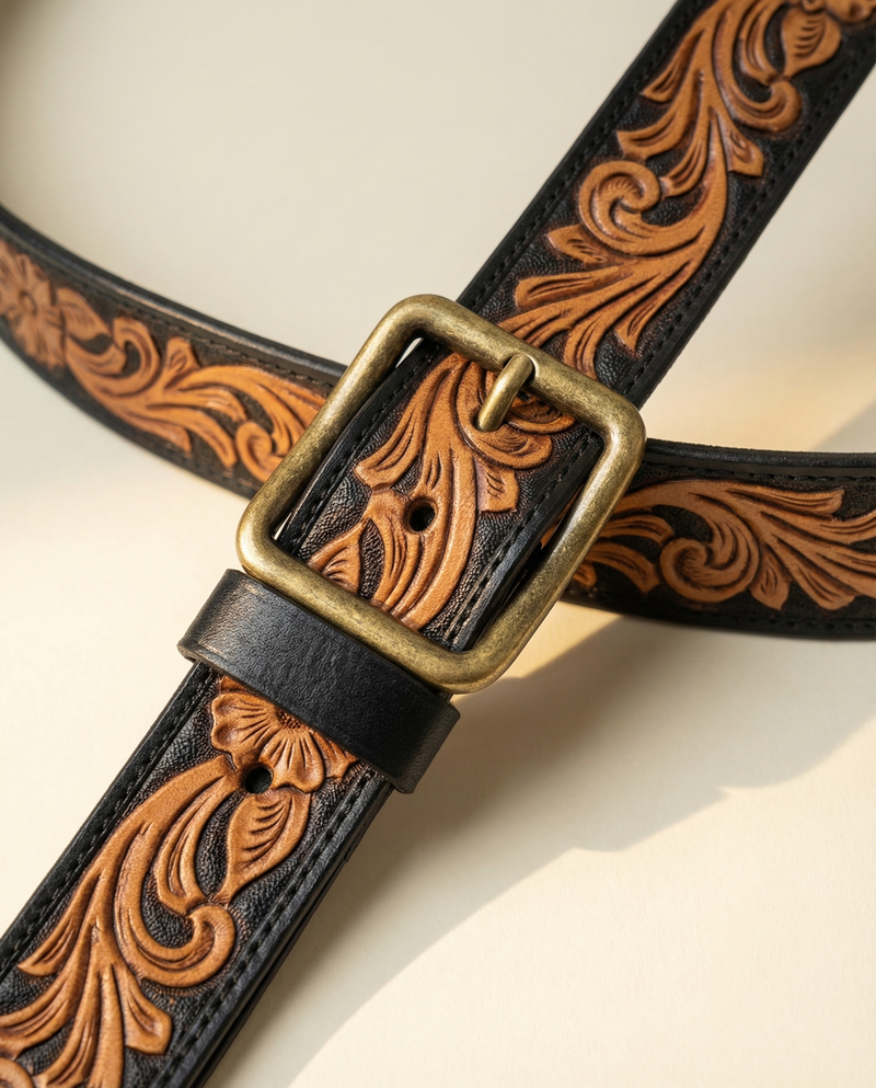 Black Suede Hand-Tooled Eagle Crossbody – Knotted Leather Fringe