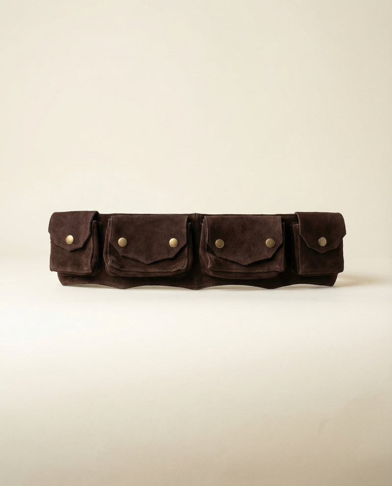 Genuine leather travel pocket belt by Ya Qalbi