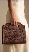 Hand Tooled Leather Handbag | Floral Carved Tote