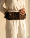 Suede-lined brown leather travel belt by Ya Qalbi