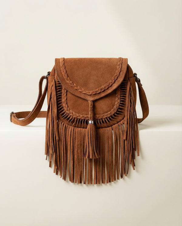 Ya Qalbi Genuine Brown Suede Leather Crossbody Bag – Handbags & Slingbag for Women