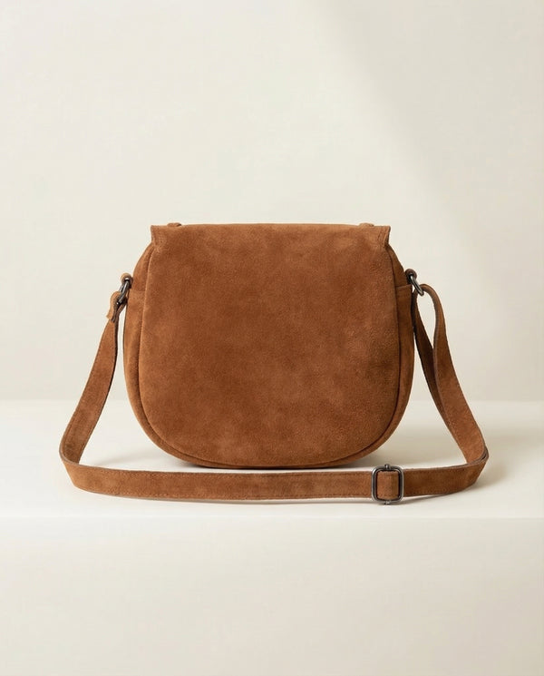 Ya Qalbi Genuine Brown Suede Leather Crossbody Bag – Handbags & Slingbag for Women