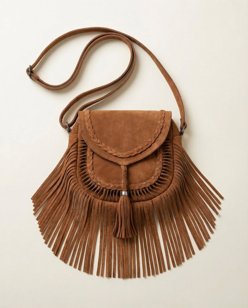 Ya Qalbi Genuine Brown Suede Leather Crossbody Bag – Handbags & Slingbag for Women
