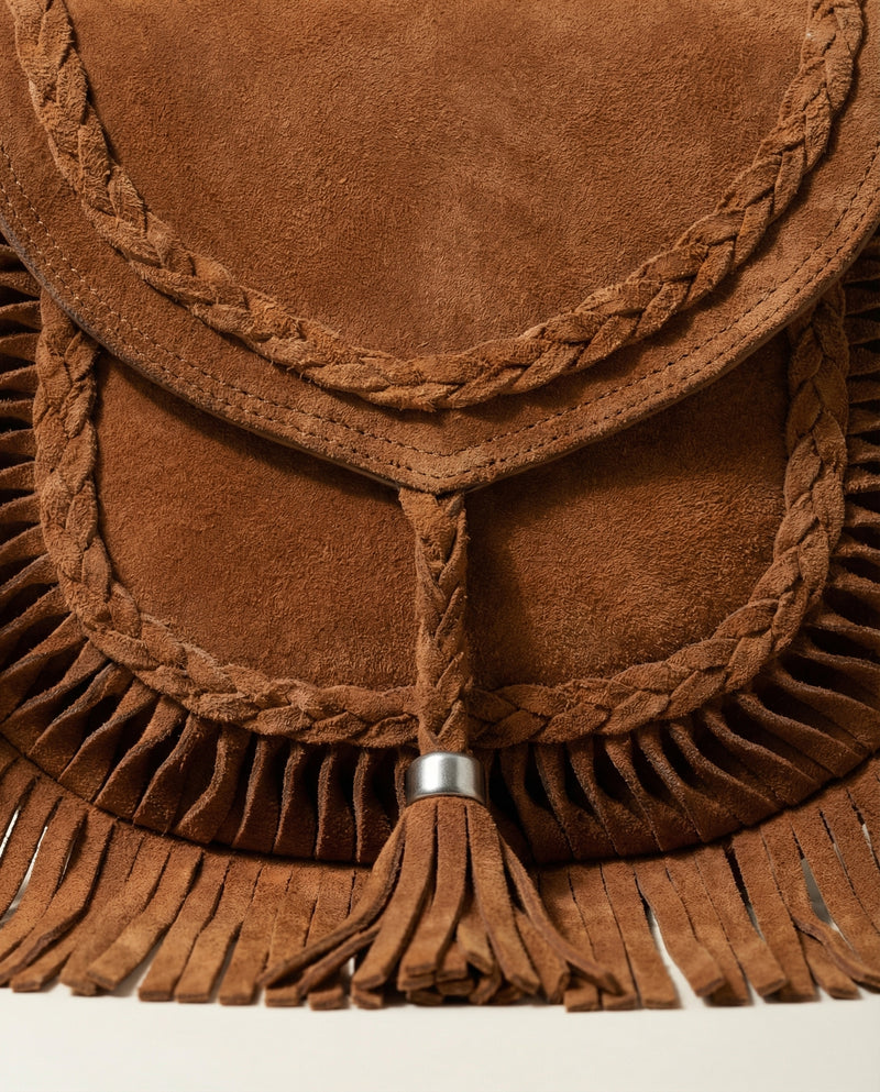 Ya Qalbi Genuine Brown Suede Leather Crossbody Bag – Handbags & Slingbag for Women