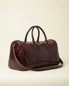 Premium maroon leather travel bag side view by Ya Qalbi