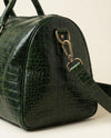 Premium green crocodile leather weekender for men and women by Ya Qalbi