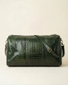 Premium green croc leather weekender styled view by Ya Qalbi