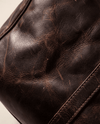 Premium men's leather travel duffle styled view by Ya Qalbi