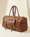 Premium genuine leather duffel bag side view by Ya Qalbi