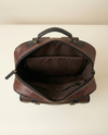 Brown leather convertible backpack rolltop design by Ya Qalbi