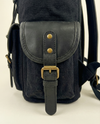 Black Canvas and Leather Backpack – Antique Brass Buckles