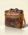 Premium tan leather office bag styled view by Ya Qalbi