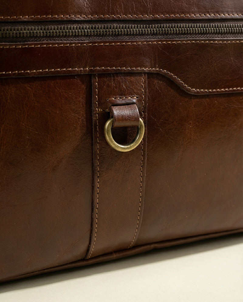 Premium leather laptop messenger styled view by Ya Qalbi